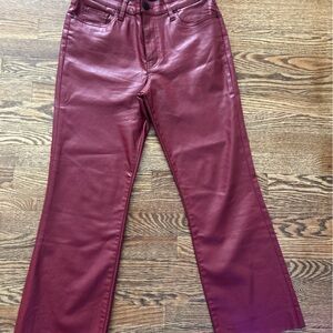 KELSEY KUT from the Kloth - Red High Rise Ankle Flare Coated Denim Jeans